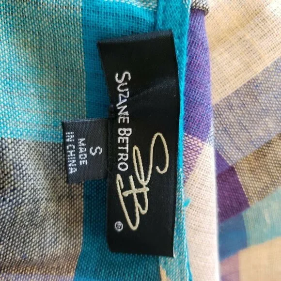 Suzanne Betro Checked Picnic Boho Maxi Dress S - Picture 9 of 10